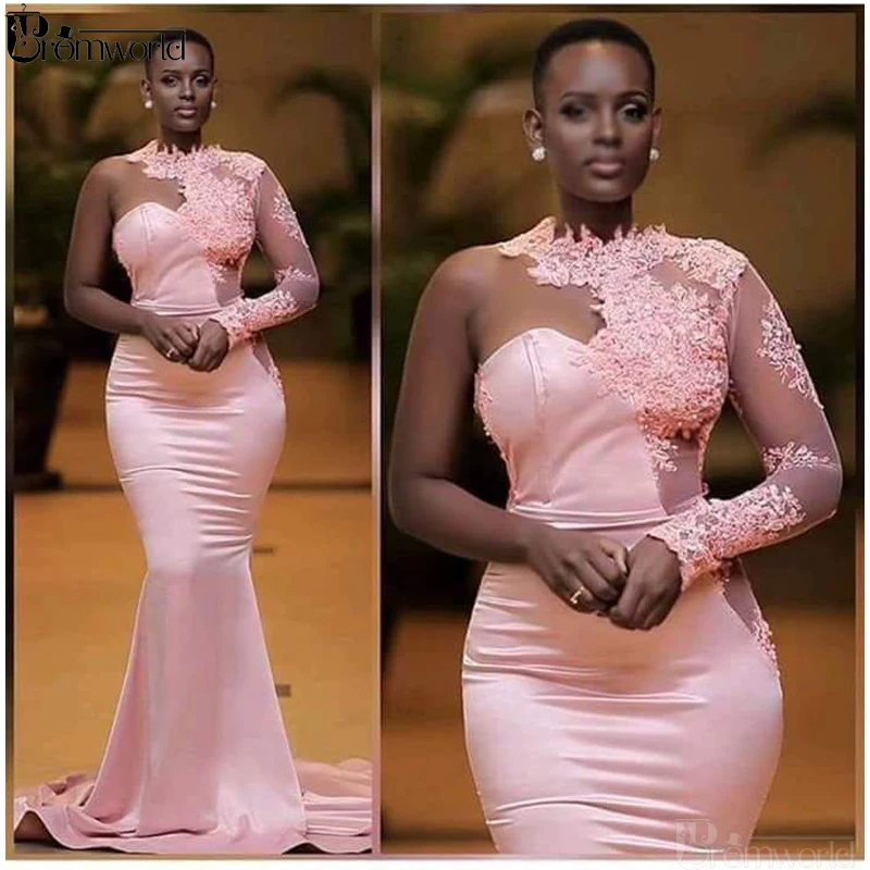 Pink Mermaid Evening Dresses 2020 One Shoulder Appliques Lace Dubai Saudi Arabic Long Sleeves Evening Gown Prom Dress
Pink Mermaid Evening Dresses 2020 One Shoulder Appliques Lace Dubai Saudi Arabic Long Sleeves Evening Gown Prom Dress