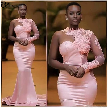 Pink Mermaid Evening Dresses 2020 One Shoulder Appliques Lace Dubai Saudi Arabic Long Sleeves Evening Gown Prom Dress
Pink Mermaid Evening Dresses 2020 One Shoulder Appliques Lace Dubai Saudi Arabic Long Sleeves Evening Gown Prom Dress