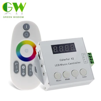

DC5V-24V WS2812B WS2811/WS2813/USC1903 Magic LED Tape Digital Colorful X2 Music Controller with RF Touch Remote Max 1000pixels