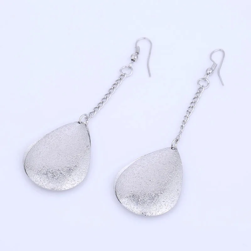 Exaggerated Long Dangle Metal Sequins Earring Gold Color and Silver Plated Double Sided Water Drop Earrings for Women (4)