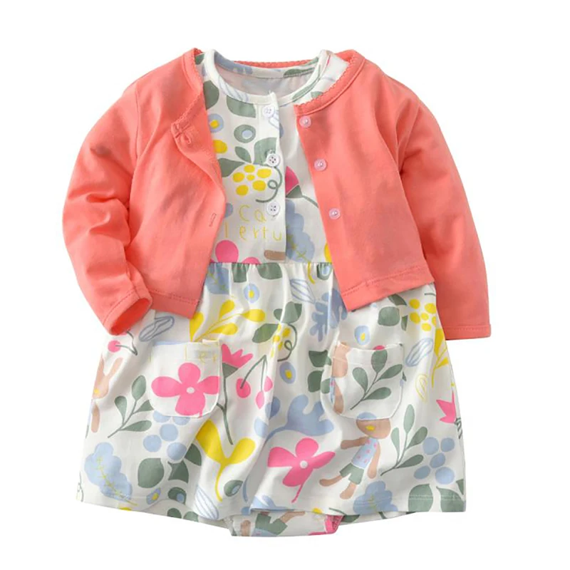 Summer Baby Girl Infant Cue Flower Deer Heart Print Dress With Solid Open Stitch Coat Set Children's For Girl Newest
Summer Baby Girl Infant Cue Flower Deer Heart Print Dress With Solid Open Stitch Coat Set Children's For Girl Newest