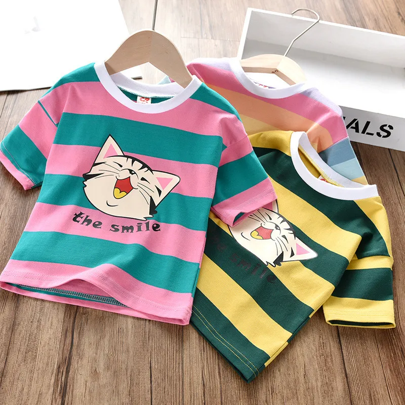 New Arrival Girls Cotton T shirts Summer children's clothes short-sleeved t-shirt striped cute animals t shirt Baby Letter Tees
New Arrival Girls Cotton T shirts Summer children's clothes short-sleeved t-shirt striped cute animals t shirt Baby Letter Tees