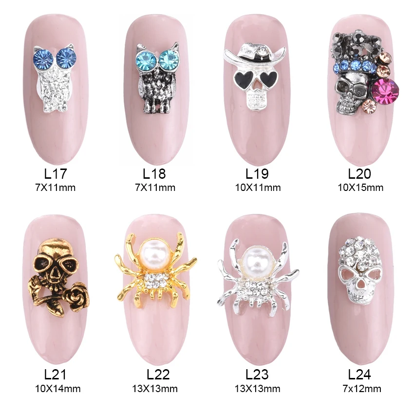 10pcs Rose skull spider rhinestone nail design gold jewelry metal nail art supplies halloween decorations L17~24
10pcs Rose skull spider rhinestone nail design gold jewelry metal nail art supplies halloween decorations L17~24