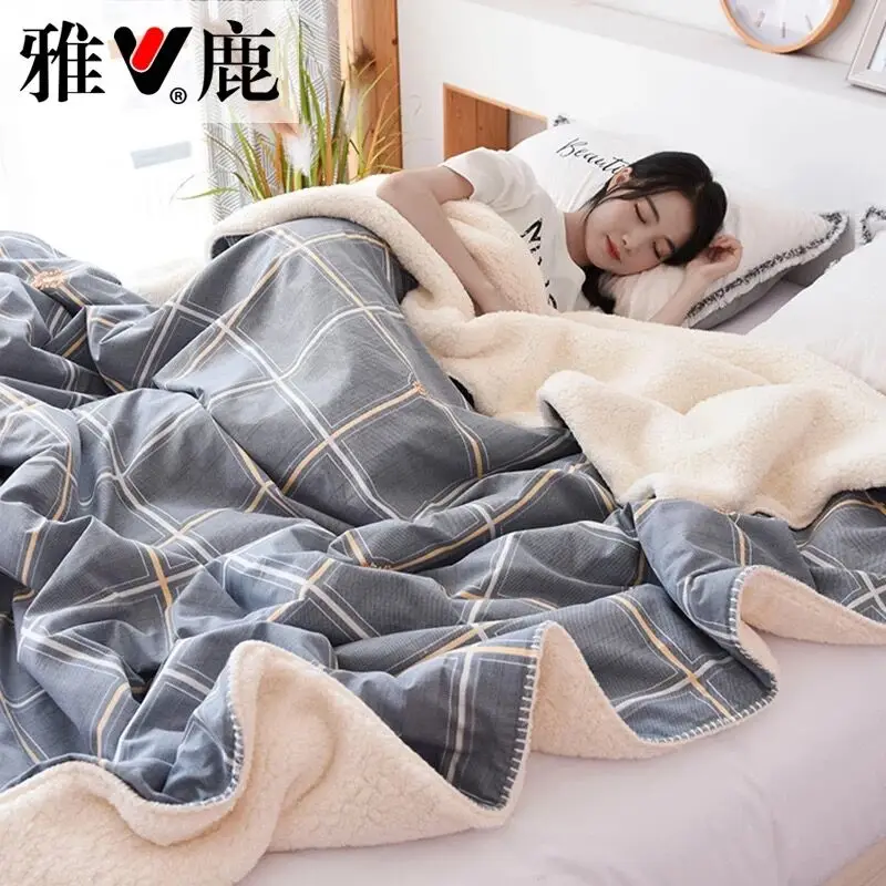 

Flannel Fleece Quilts Bedding Soft Fur Comforters Throw on Sofa/Bed/Plane Travel Blanket Printed Bedspread Cotton Duvet Cover