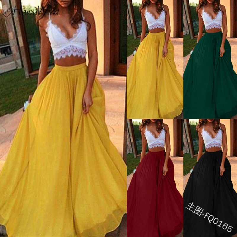 Summer Boho Chiffon Maxi Long Skirt Beach Casual Double Layer Elastic High Waist Wedding Party Skirts 2019 Faldas Saia Big Size
Summer Boho Chiffon Maxi Long Skirt Beach Casual Double Layer Elastic High Waist Wedding Party Skirts 2019 Faldas Saia Big Size