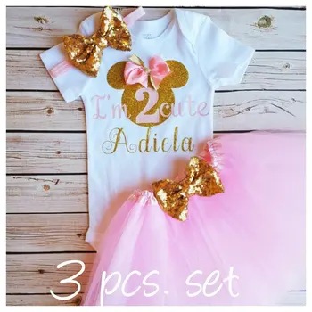 

custom name i am too cute mini mouse baby shower 1st birthday bodysuit onepiece Tutu Dress romper Outfit Sets party favors