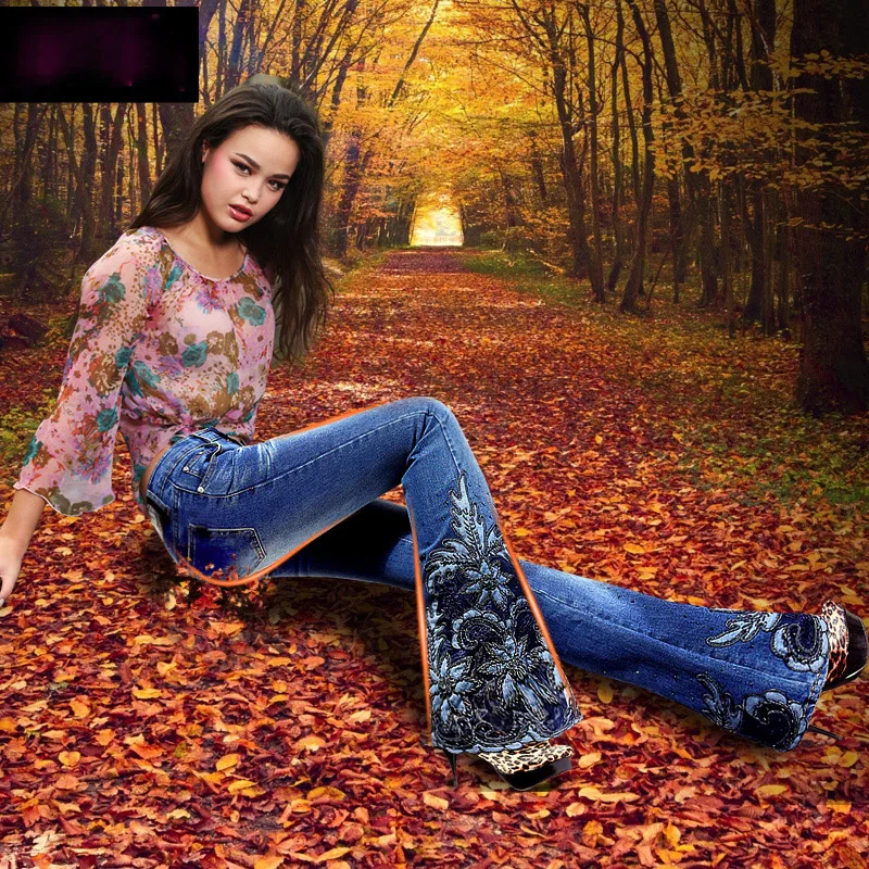 Spring Luxury Beading Embroidered Mid Waist Big Flared Jeans Female Boot Cut Embroidery Lace Bell Bottom Jeans Denim Trousers
Spring Luxury Beading Embroidered Mid Waist Big Flared Jeans Female Boot Cut Embroidery Lace Bell Bottom Jeans Denim Trousers