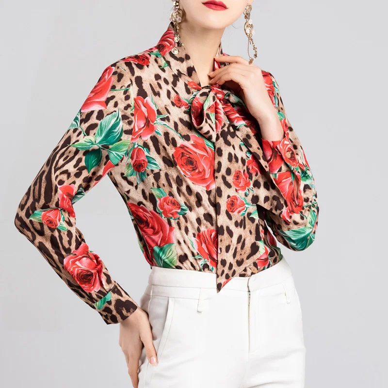 Spring Runway Designer Tops 2019 Fashion Elegant Bow Long Sleeve Leopard Printed Blouses Womens
Spring Runway Designer Tops 2019 Fashion Elegant Bow Long Sleeve Leopard Printed Blouses Womens