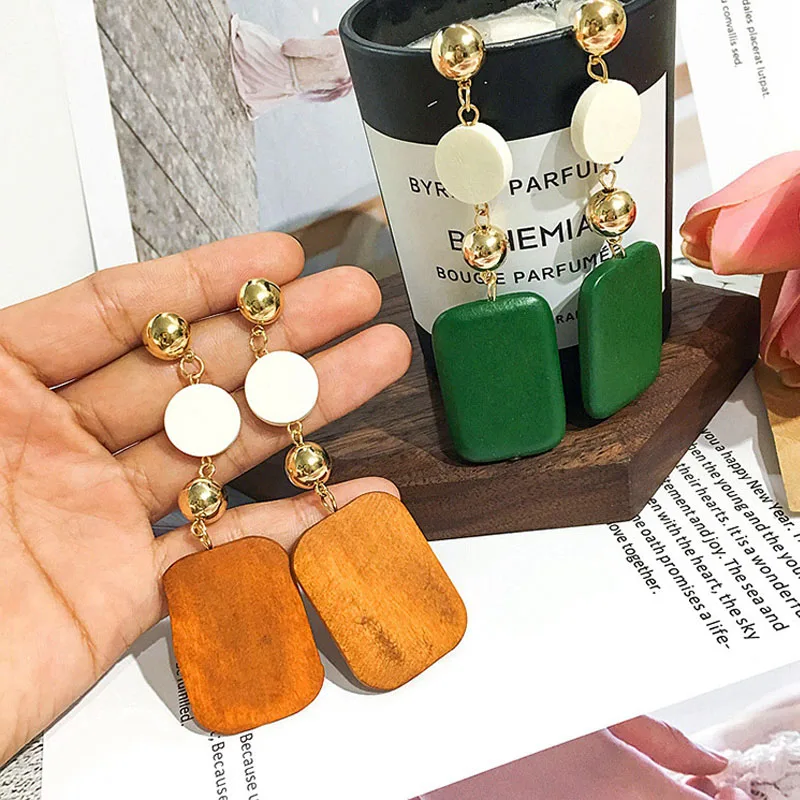 Vintage Geometric Square & Round Green Brown Wood Drop Earrings For Women Korean Minimalism Bijoux Dangle Brincos Gift EB581
Vintage Geometric Square & Round Green Brown Wood Drop Earrings For Women Korean Minimalism Bijoux Dangle Brincos Gift EB581