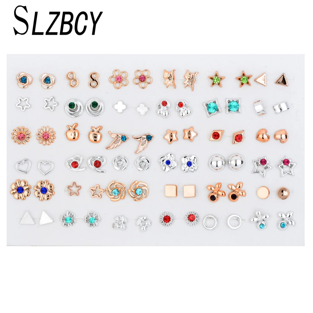 SLZBCY 36pair/set Gold Silver Color Small Earring Sets For Women Girl Crystal Heart Star Mix Style Stud Earrings Fashion Jewelry
SLZBCY 36pair/set Gold Silver Color Small Earring Sets For Women Girl Crystal Heart Star Mix Style Stud Earrings Fashion Jewelry