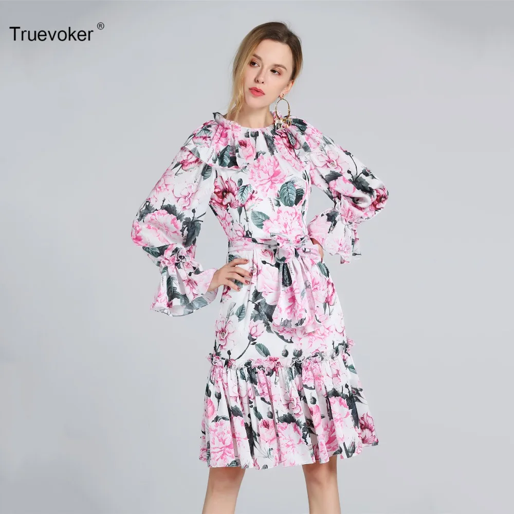 Truevoker Designer Dress Women's High Quality Full Sleeve Cute Pink Floral Printed Robe Femme Ete Knee Length Lady Vestido
Truevoker Designer Dress Women's High Quality Full Sleeve Cute Pink Floral Printed Robe Femme Ete Knee Length Lady Vestido