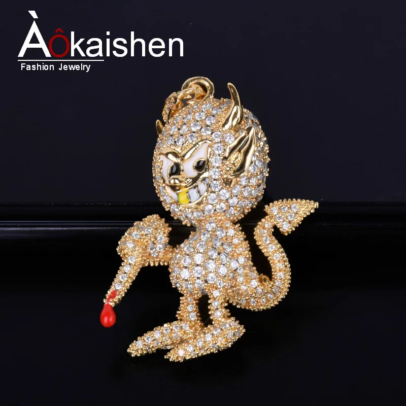 Red Demon Devil shape Pendant With Tennis Chain Gold Silver Color Bling Cubic Zircon Men's Hip hop Necklace Jewelry For Gift
Red Demon Devil shape Pendant With Tennis Chain Gold Silver Color Bling Cubic Zircon Men's Hip hop Necklace Jewelry For Gift