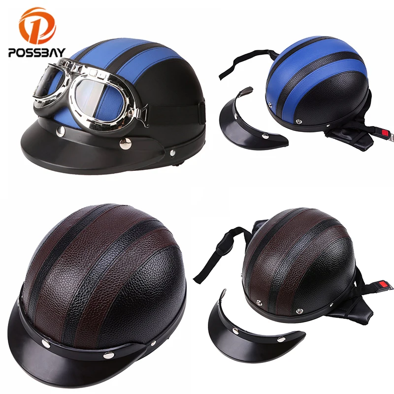 POSSBAY Vintage Motorcycle Helmets Scooter Open Face Half Leather Helmets Visor UV Goggles Cycling Glasses Men Women Helmets
POSSBAY Vintage Motorcycle Helmets Scooter Open Face Half Leather Helmets Visor UV Goggles Cycling Glasses Men Women Helmets