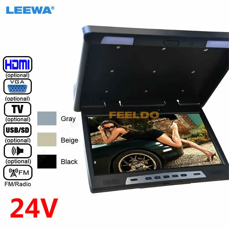 LEEWA 24V 22" 22inch HD Roof Mounted Flip Down Touch-button Car Bus LCD Monitor TV HDMI USB SD FM VGA Speaker Black,Grey,Beige 
LEEWA 24V 22" 22inch HD Roof Mounted Flip Down Touch-button Car Bus LCD Monitor TV HDMI USB SD FM VGA Speaker Black,Grey,Beige