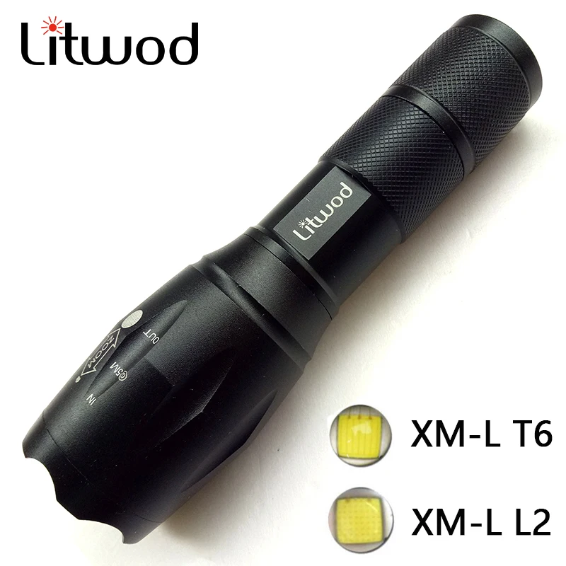 

Litwod Z20 CREE LED Flashlight Torch XM-L L2 T6 Zoomable Focus 5 Modes switch power by 1*18650 Battery or 3pcs AAA Battery