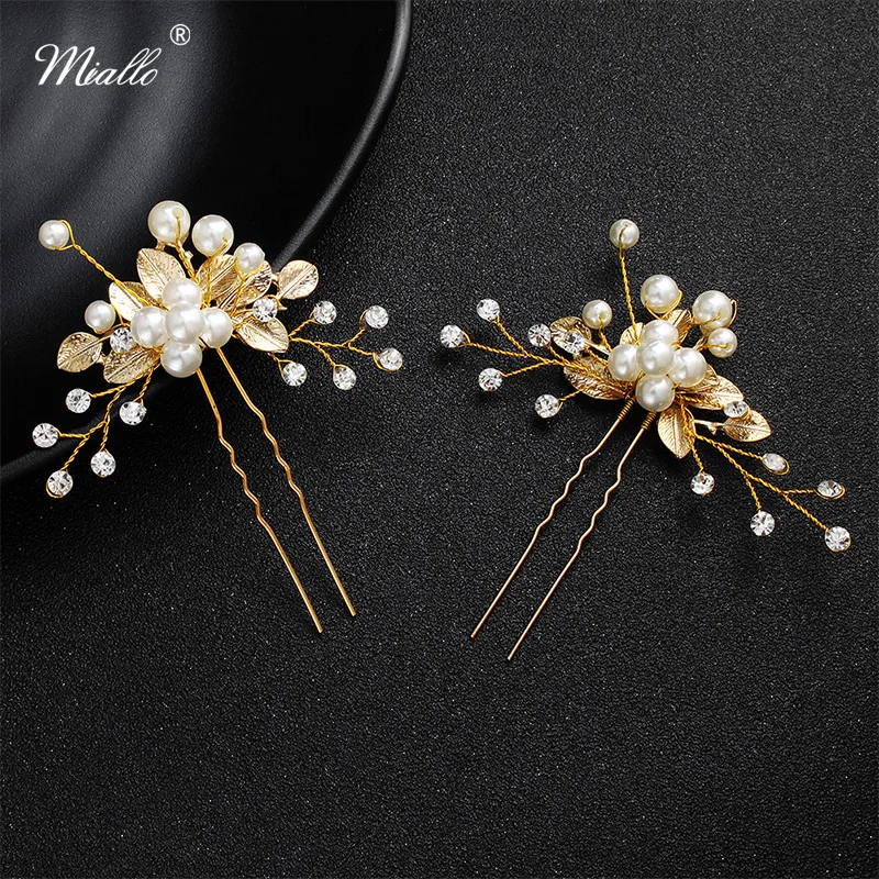 Miallo 2pcs/lot Newest Handmade Pearls Austrian Crystal Bridal Hairpins Clips Gold Color Leaf Wedding Hair Accessories Jewelry
Miallo 2pcs/lot Newest Handmade Pearls Austrian Crystal Bridal Hairpins Clips Gold Color Leaf Wedding Hair Accessories Jewelry