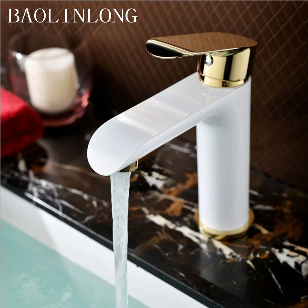 

BAOLINLONG Baking Finish Style Brass Deck Mount Basin Bathroom Faucet Vanity Vessel Sinks Mixer faucets Tap