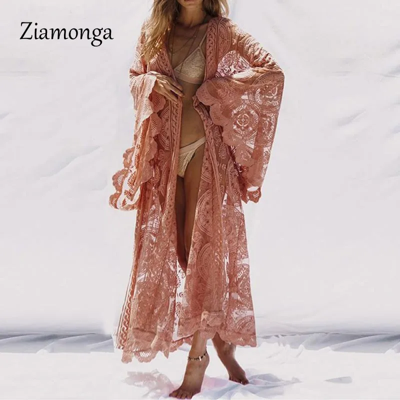 Ziamonga Fashion Women Flare Sleeve Lace Long Cardigan Kimono Casual 2018 Summer Beach Cover Ups Pink Sun Protection Clothing
Ziamonga Fashion Women Flare Sleeve Lace Long Cardigan Kimono Casual 2018 Summer Beach Cover Ups Pink Sun Protection Clothing