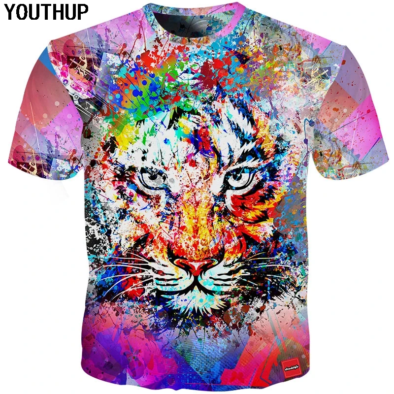 YOUTHUP 2018 Summer Men T Shirt Colorful Tiger 3d Print Tees Top Animal 3d Tiger/Lion T Shirt Men Plus Size Cool Fashion T Shirt
YOUTHUP 2018 Summer Men T Shirt Colorful Tiger 3d Print Tees Top Animal 3d Tiger/Lion T Shirt Men Plus Size Cool Fashion T Shirt