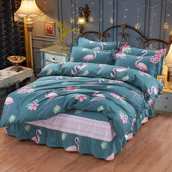 Cartoon Pink green Flamingo animal Bedding Sets 4pcs Bed skirt Duvet Cover soft Pillowcase Cover adult girl bedroom home textile
Cartoon Pink green Flamingo animal Bedding Sets 4pcs Bed skirt Duvet Cover soft Pillowcase Cover adult girl bedroom home textile