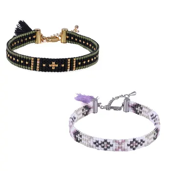 

KELITCH Miyuki Seed Beaded Charm Retro Wrap Bracelet Handmade Strand Boho Tassel Friendship Cuff Bangle Chain New