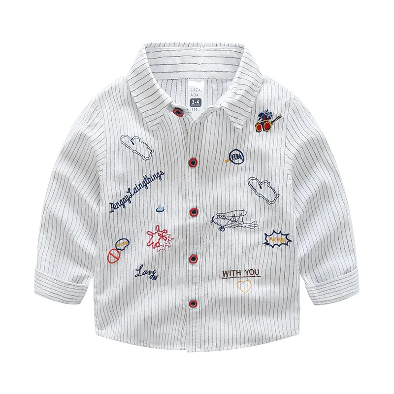 Funfeliz Striped Shirt for Boy Cotton Full Sleeve Boys White Shirt Spring Autumn Baby Boy Clothing Children Clothes 2-8T
Funfeliz Striped Shirt for Boy Cotton Full Sleeve Boys White Shirt Spring Autumn Baby Boy Clothing Children Clothes 2-8T
