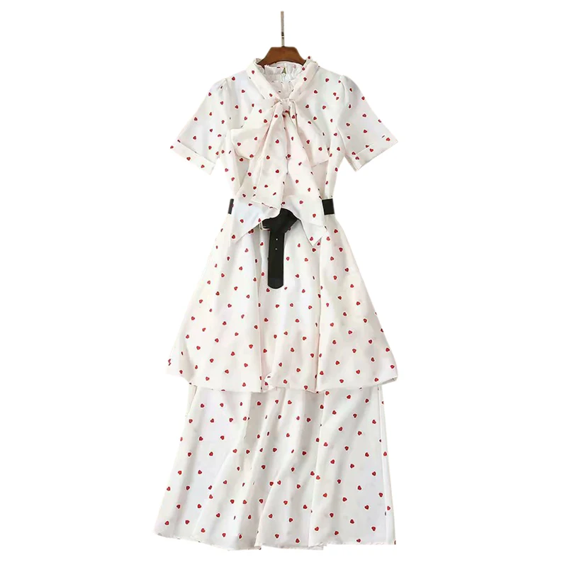 heart print dress womens party dress new arrival 2019 tie bow collar short sleeves leather belt layered elegant White dress
heart print dress womens party dress new arrival 2019 tie bow collar short sleeves leather belt layered elegant White dress