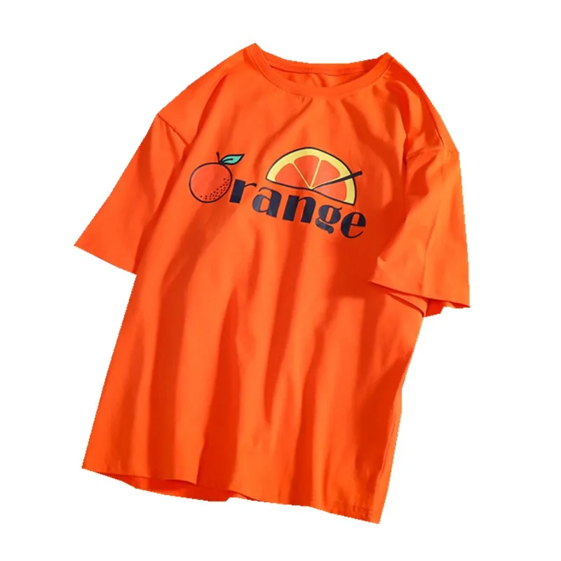 2019 summer new short-sleeved T-shirt Korean version of the retro retro orange print round neck women's short-sleeved T-shirt
2019 summer new short-sleeved T-shirt Korean version of the retro retro orange print round neck women's short-sleeved T-shirt