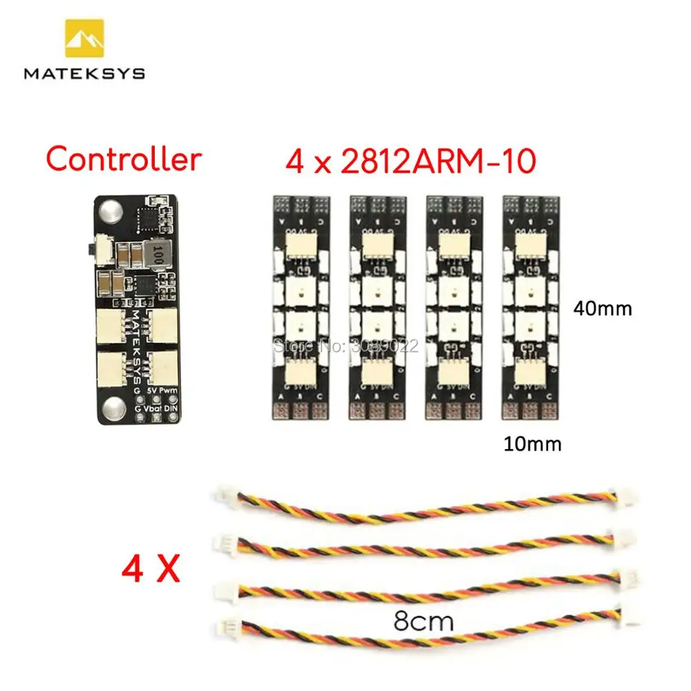 Matek System 2812ARM 10 Light LED with Motor Wire & Matek 2812LED Controller 2-6S LED Control Module For FPV
Matek System 2812ARM 10 Light LED with Motor Wire & Matek 2812LED Controller 2-6S LED Control Module For FPV