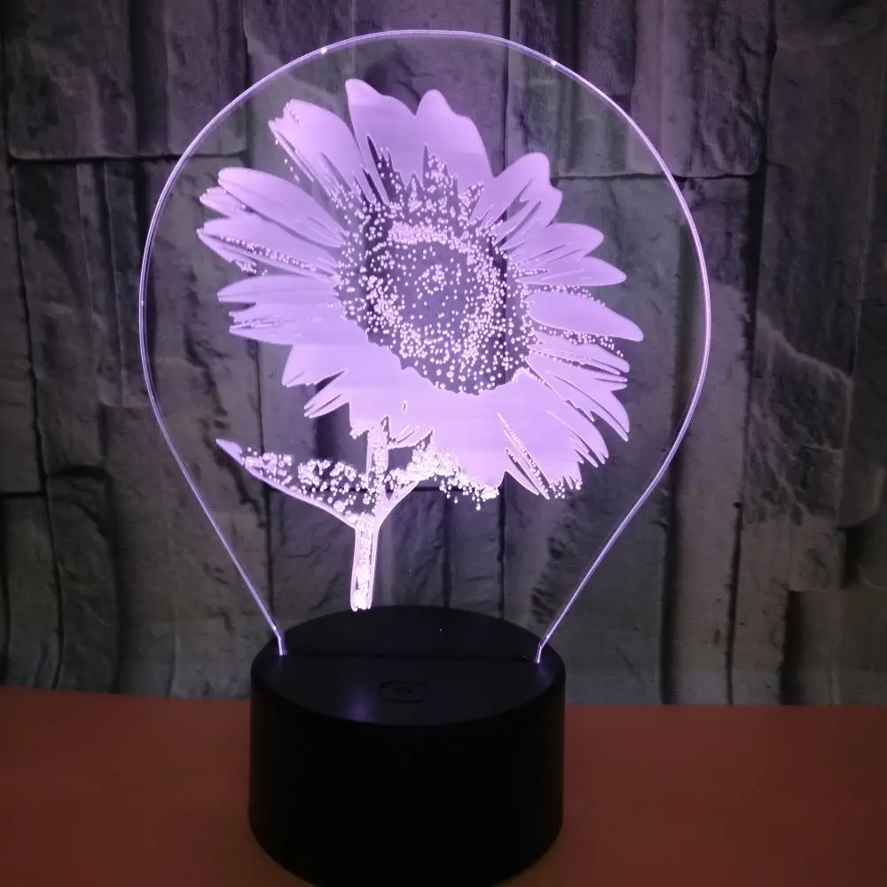 Touch Remote Control 3d Table Lamps For Bedroom Chromotropic Desk Lamp Christmas Sunflower Bedside Decorative | Лампы и освещение