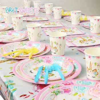 98pcs/set Unicorn Party Birthday Plate Banner Cup Unicornio Disposable Party Tableware Set Kids Theme Birthday Party Favors
98pcs/set Unicorn Party Birthday Plate Banner Cup Unicornio Disposable Party Tableware Set Kids Theme Birthday Party Favors