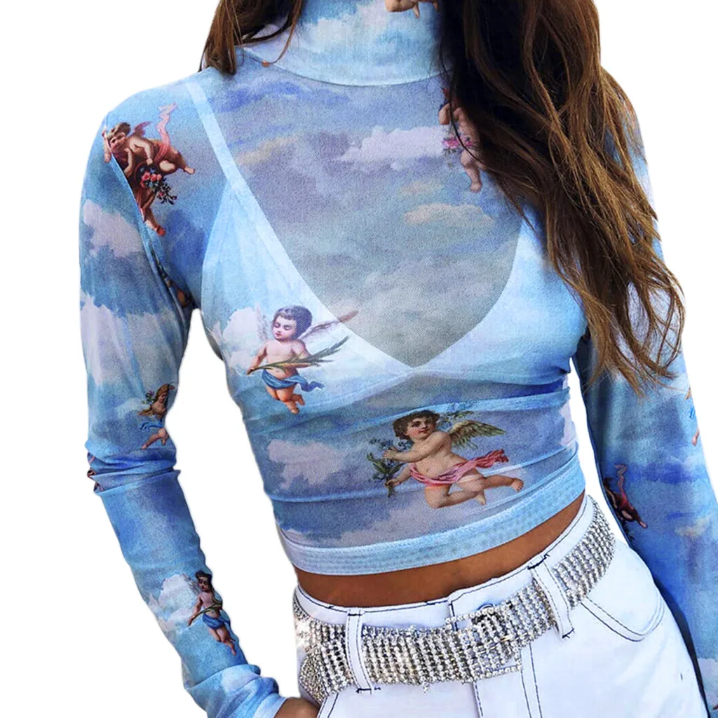 Summer Navel Women's T-shirts Sexy Cartoon Perspective Mesh Kawaii japonais Tee Shirt Korean Clothes 2019 Sexy tshirt Haut Femme
Summer Navel Women's T-shirts Sexy Cartoon Perspective Mesh Kawaii japonais Tee Shirt Korean Clothes 2019 Sexy tshirt Haut Femme