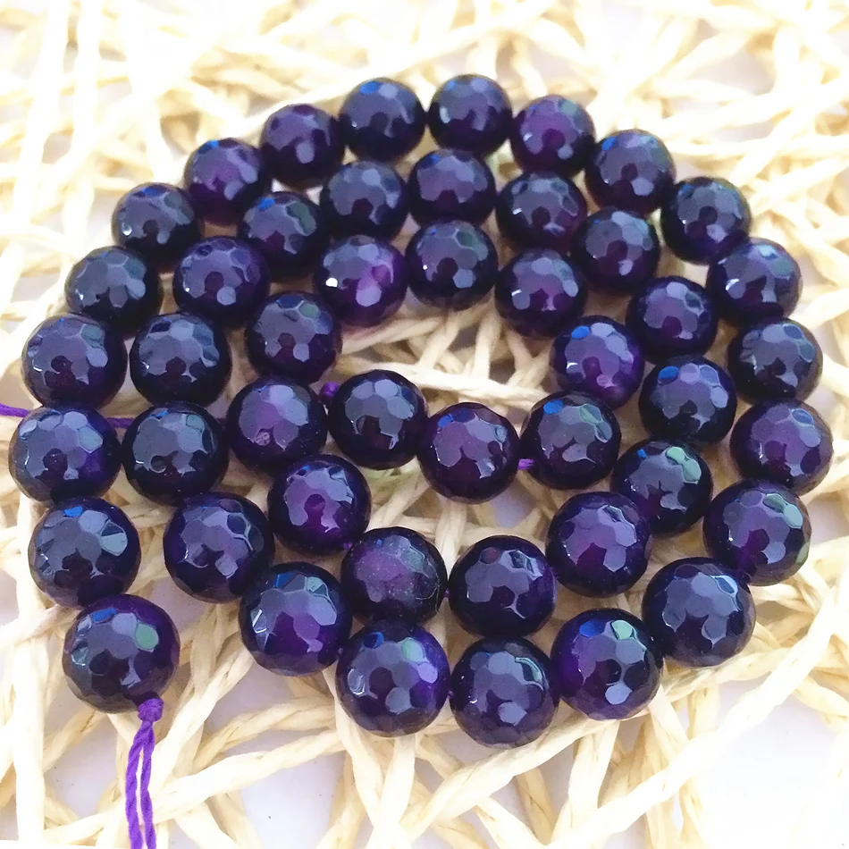 

Dark purple stone chalcedony jades 4mm 6mm 8mm 10mm 12mm natural stone violet round loose beads diy Jewelry making 15inch GS370