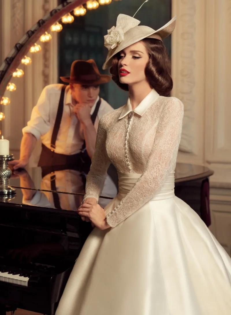 Vestido De Festa 1930s Vintage High Neck Long Sleeve Ball Gown Ivory Vintage Wedding Dresses vestidos De Noiva Bridal Gown
Vestido De Festa 1930s Vintage High Neck Long Sleeve Ball Gown Ivory Vintage Wedding Dresses vestidos De Noiva Bridal Gown