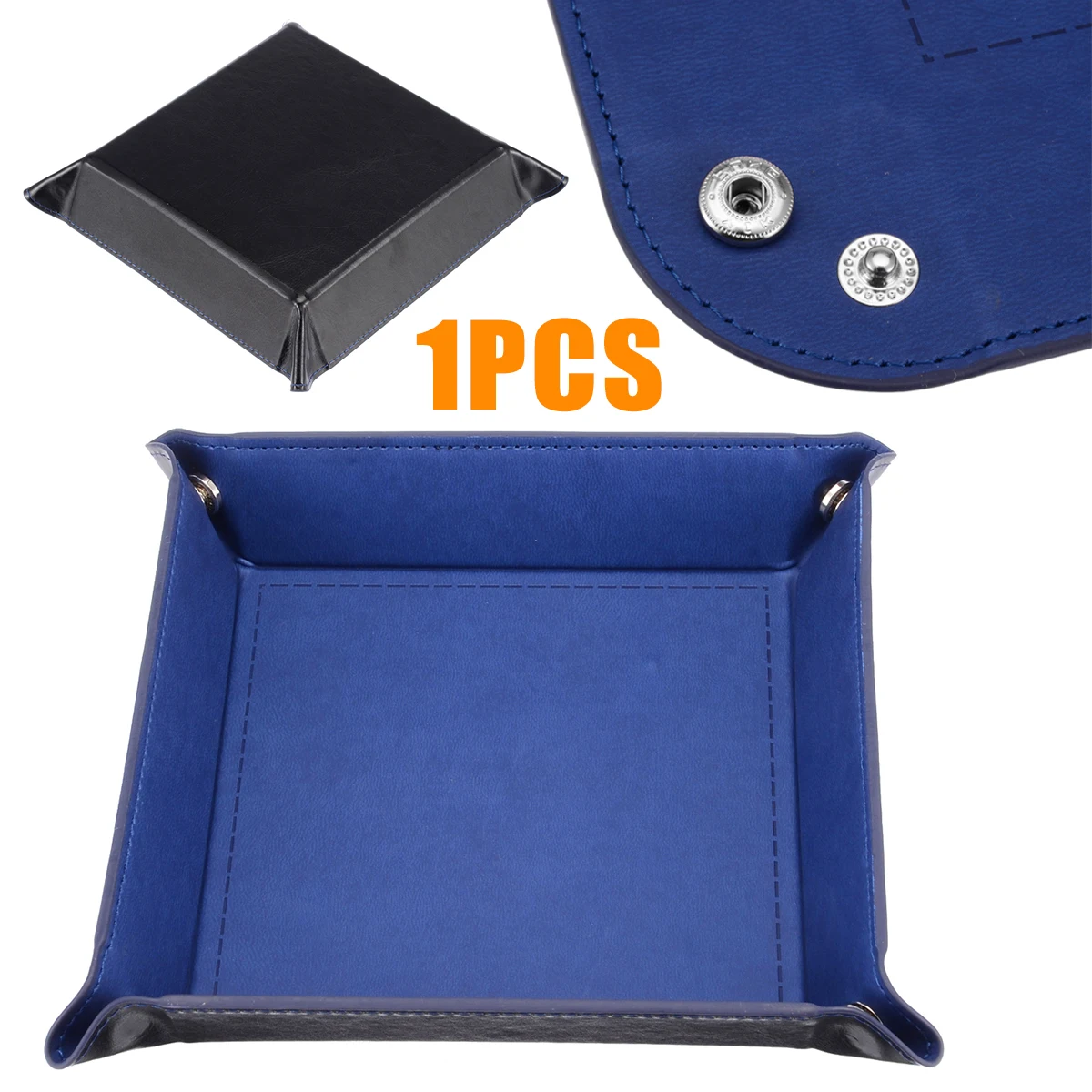 New Arrivals Blue Dice Storage Box PU Leather Quadrilateral Tray For Dice Table Games Dice Storage Accessories