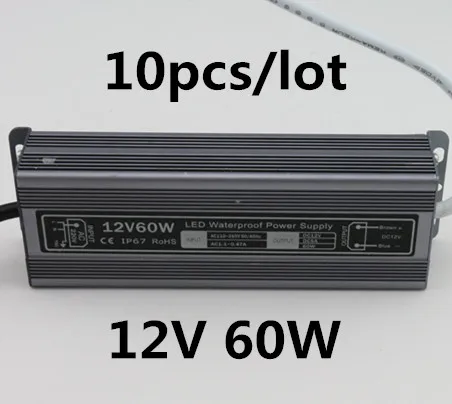 10pcs/lot Energy saving DC 12V 60W waterproof IP67 led driver adapter led light transformer 5A power charger for leds
10pcs/lot Energy saving DC 12V 60W waterproof IP67 led driver adapter led light transformer 5A power charger for leds
