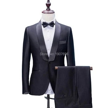Slim Fit Black Men Suits Two Piece Jacket Pants Shawl Lapel Male Wedding Tuxedos Mens Clothing
Slim Fit Black Men Suits Two Piece Jacket Pants Shawl Lapel Male Wedding Tuxedos Mens Clothing