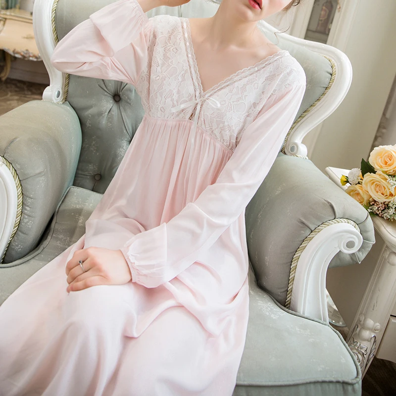 2019 Summer Sleepwear Sexy Long-sleeved Nightdress Women Long Skirt Lace Sweet Princess Loose Plus Size Home Nightie Female
2019 Summer Sleepwear Sexy Long-sleeved Nightdress Women Long Skirt Lace Sweet Princess Loose Plus Size Home Nightie Female