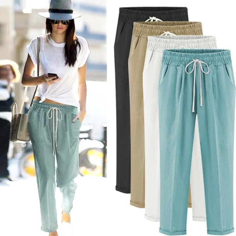2019 Spring Summer Fashion Women Pencil Pant Cotton Linen Solid Color Elastic Waist with belt Casual Lady Trousers Black Pant
2019 Spring Summer Fashion Women Pencil Pant Cotton Linen Solid Color Elastic Waist with belt Casual Lady Trousers Black Pant