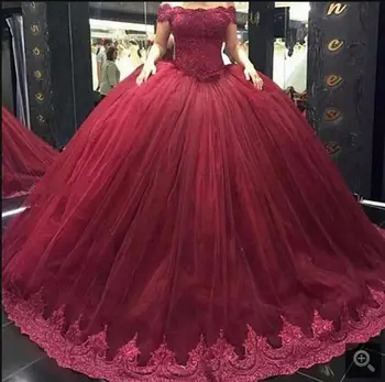 Cheap 2017 Ball gown burgundy lace appliques princess prom dress beading sequins off the shoulder sweet 16/15 prom gowns on sale
Cheap 2017 Ball gown burgundy lace appliques princess prom dress beading sequins off the shoulder sweet 16/15 prom gowns on sale