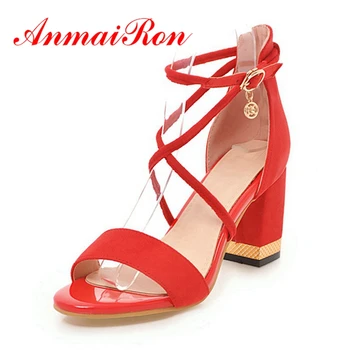 ANMAIRON Female Med Heel Sandals Cross-strap Summer Casual Peep Toe Thick heels Metal Flock Ladies shoes Rhinestone Rubber CR133
ANMAIRON Female Med Heel Sandals Cross-strap Summer Casual Peep Toe Thick heels Metal Flock Ladies shoes Rhinestone Rubber CR133