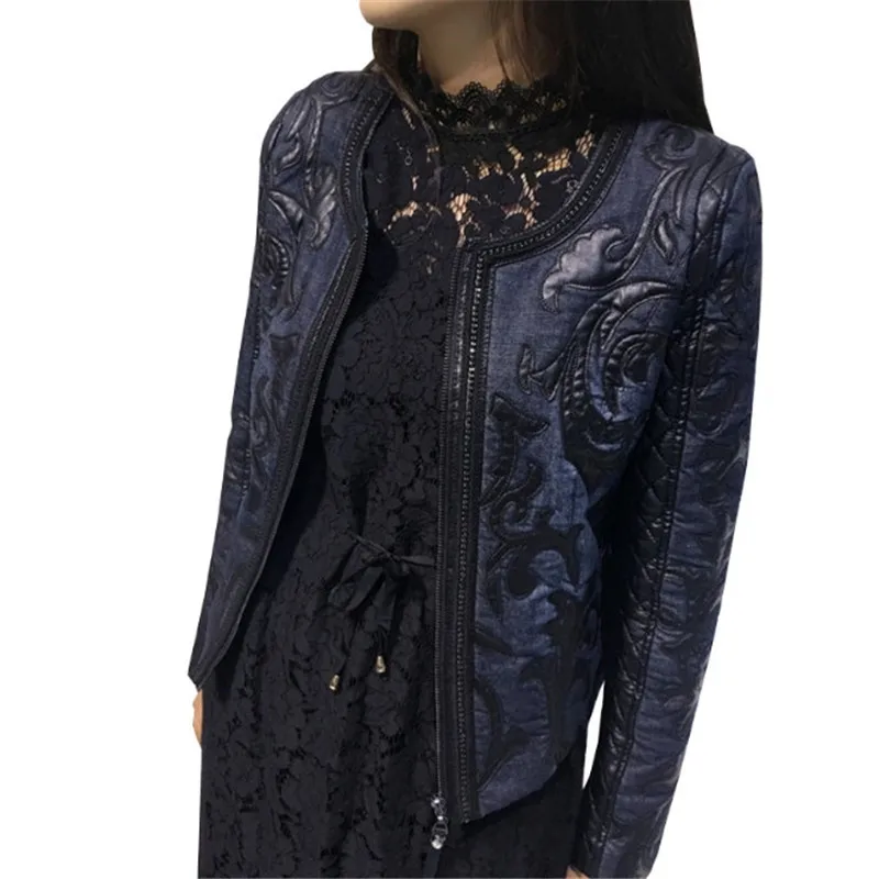 Female Spring Autumn Denim Women Jacket Short O neck Cowboy Stitching PU Washed Leather Slim Retro Pilot Female Jean Coat
Female Spring Autumn Denim Women Jacket Short O neck Cowboy Stitching PU Washed Leather Slim Retro Pilot Female Jean Coat