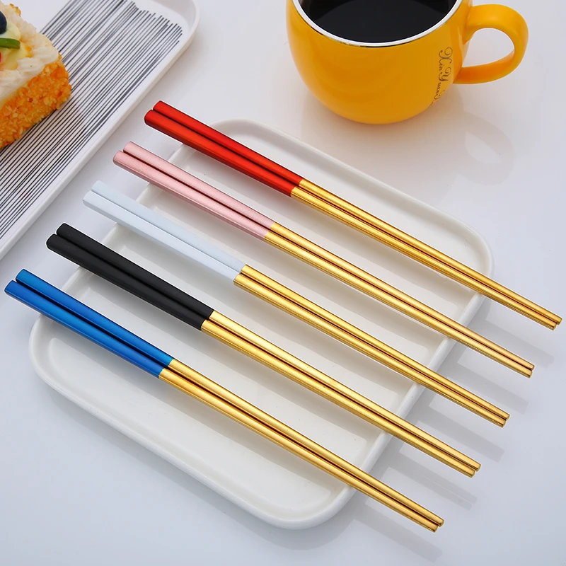 Stainless Steel Chopsticks 304 High-grade Tableware Black Gold White Gold Square Non-slip Korean Gold-plated Chopsticks
Stainless Steel Chopsticks 304 High-grade Tableware Black Gold White Gold Square Non-slip Korean Gold-plated Chopsticks