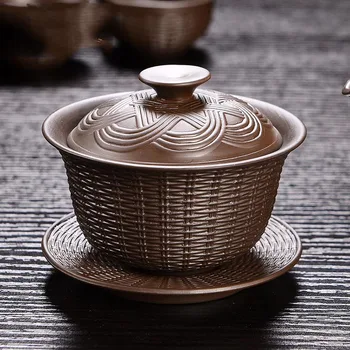 150ML Yixing Purple Clay Creative Gaiwan Handwork Natural Raw Ore Zish Bamboo Weave Drinkware Office Tieguanyin Biluochun Teapot
150ML Yixing Purple Clay Creative Gaiwan Handwork Natural Raw Ore Zish Bamboo Weave Drinkware Office Tieguanyin Biluochun Teapot
