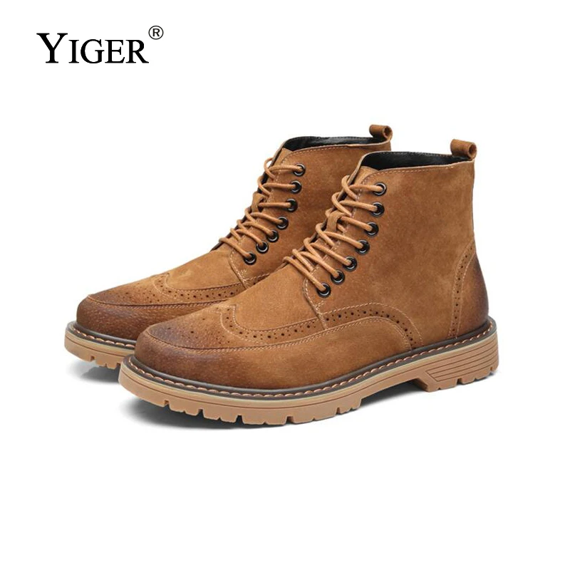 YIGER/Новинка мужские ботинки Ботильоны Martens кожаные оксфорды на подошве