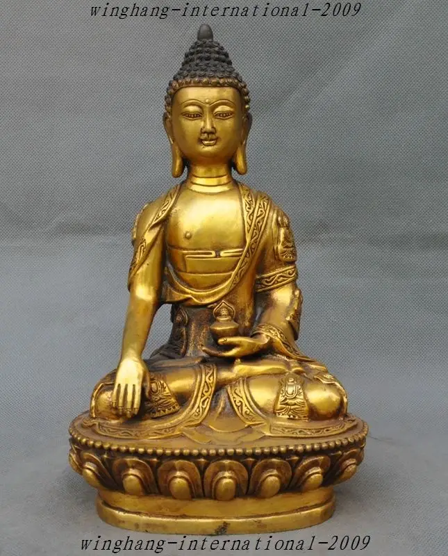 

christmas Old Tibet Buddhism Gilt Bronze Sakyamuni Shakyamuni Amitabha Buddha Statue halloween