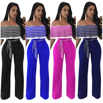 Wantmove 2019 new summer women jumpsuit fashion plus size striped pleated ruffle lace up wrapped chest wide-leg jumpsuit WM682
Wantmove 2019 new summer women jumpsuit fashion plus size striped pleated ruffle lace up wrapped chest wide-leg jumpsuit WM682