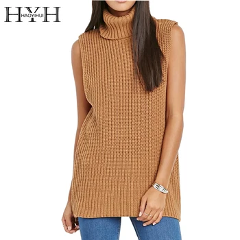 HYH HAOYIHUI 2017 Brand New Autumn Women Sweater Sleeveless Zipper Sexy Turtle Neck Solid Black Camel Knitting Sweater
HYH HAOYIHUI 2017 Brand New Autumn Women Sweater Sleeveless Zipper Sexy Turtle Neck Solid Black Camel Knitting Sweater