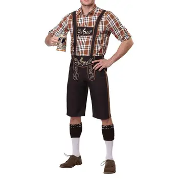 Men Oktoberfest Set Cosplay Waiter Bavarian Traditional Suits Plaid Shirts + Suspender Pants+ Cap Clothes Beer Festival Costume
Men Oktoberfest Set Cosplay Waiter Bavarian Traditional Suits Plaid Shirts + Suspender Pants+ Cap Clothes Beer Festival Costume