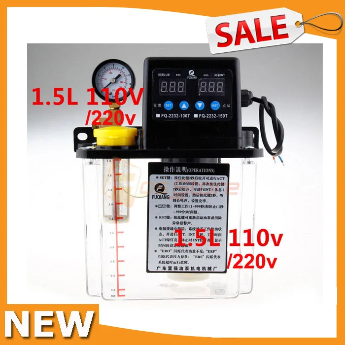 New 1.5L Dual Digital Display Automatic Lubrication Pump Oiler NC Pump 6mm 110V/220V
New 1.5L Dual Digital Display Automatic Lubrication Pump Oiler NC Pump 6mm 110V/220V